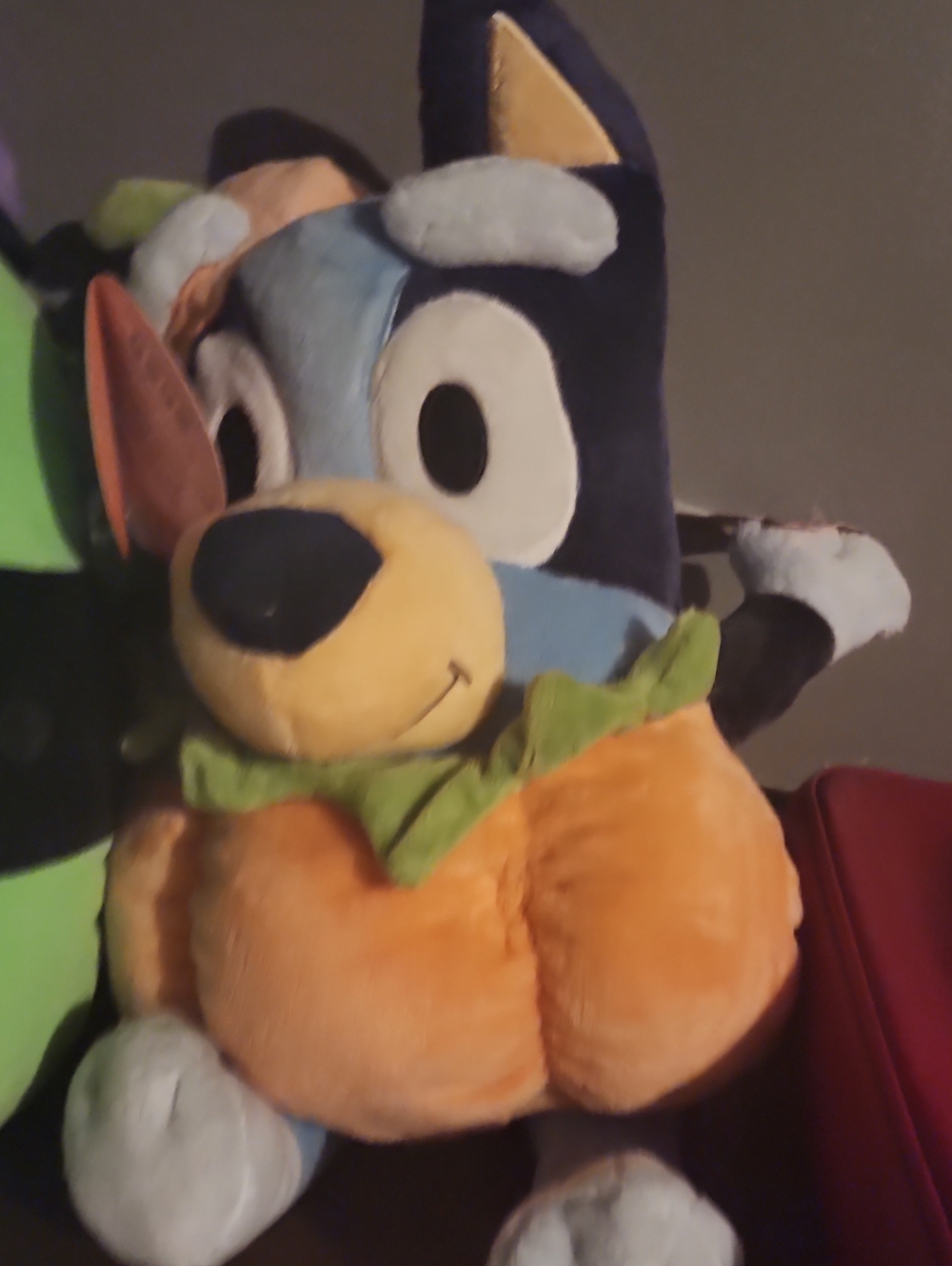 Plush Dog Toy in Blue, Orange and Green - Soft Stuffed Pet Companion